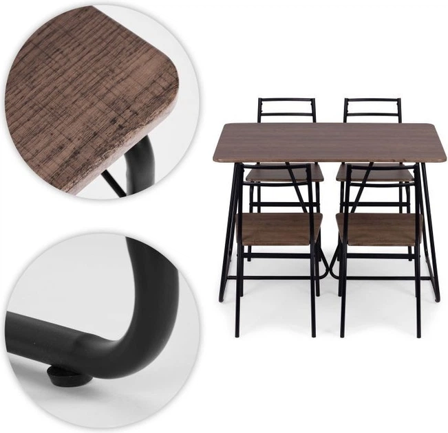 Zestaw mebli ModernHome by Multistore stół do jadalni 110 x 70 cm, 4 krzesła (PARIS-WD) - obraz 3