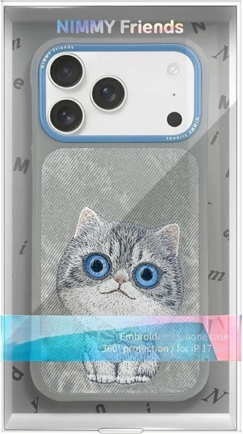 Etui plecki Nimmy Big Eyed Pet 2.0 Cat do Apple iPhone 17 Pro Gray (6971080313363) - obraz 2