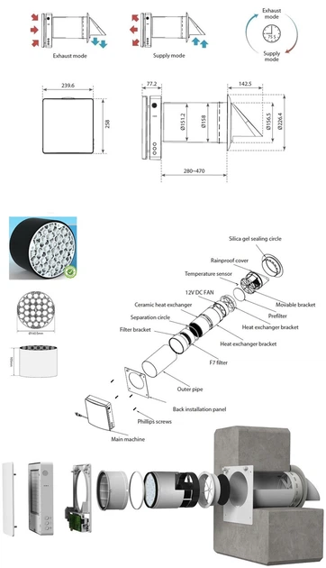 Rekuperator HiSmart Tuya do 46 m², Wi-Fi (HT260119) - obraz 8