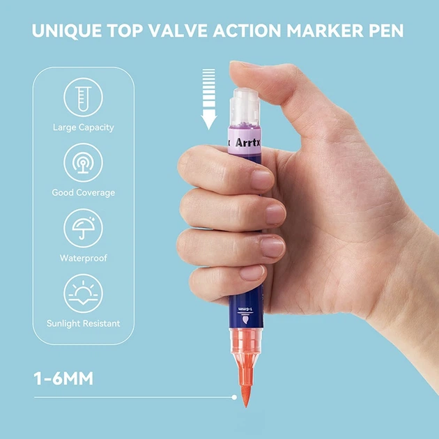 Markery akrylowe Arrtx Simptap AACM-0724B 24 kolory (LC303694) - obraz 2