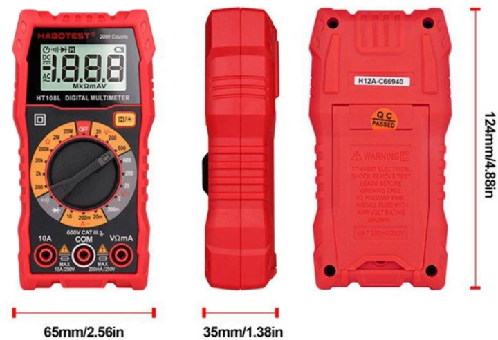Мультиметр HABOTEST DC600В/10A, AC600В (HT108L) - зображення 3