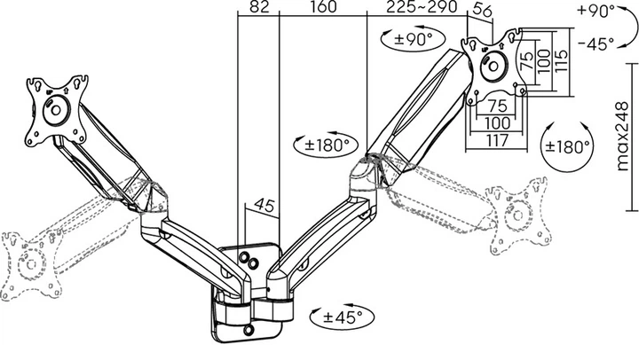 Настінне кріплення HiSmart для двох моніторів 17"-32" (HS083205) - зображення 4