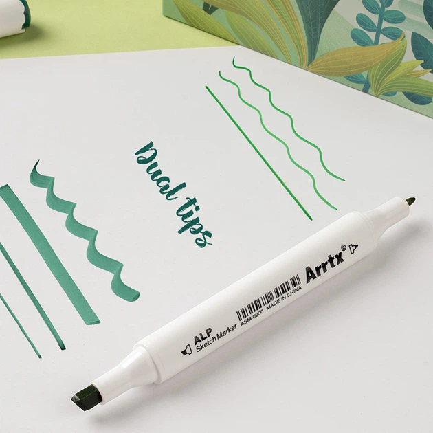 Markery alkoholowe Arrtx Alp ASM-02GN 24 kolory odcienie zieleni (LC302246) - obraz 2