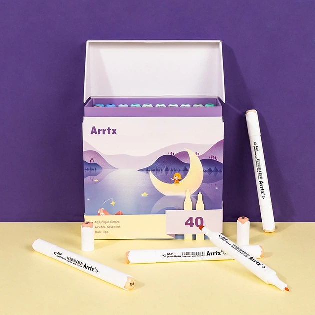 Markery alkoholowe Arrtx Alp ASM-02-PT01 40 kolorów odcienie pastelowe (LC302598) - obraz 2