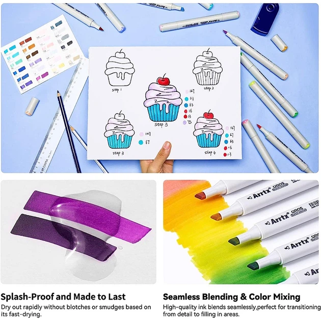 Markery alkoholowe Arrtx Oros 80 kolorów (LC303434) - obraz 4