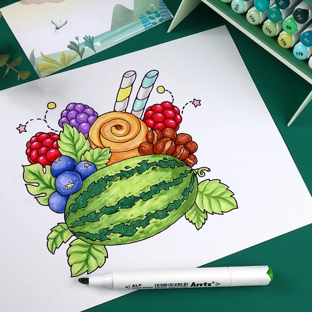 Markery alkoholowe Arrtx Alp ASM-02GN 24 kolory odcienie zieleni (LC302246) - obraz 6