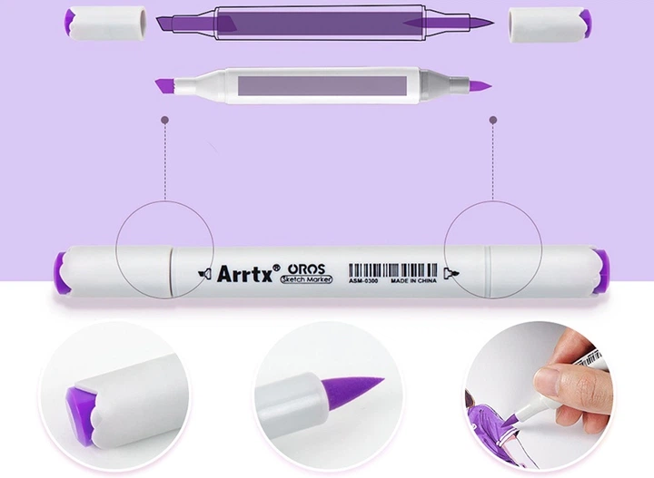 Markery alkoholowe Arrtx Oros ASM-03-ACS1-02 12 kolorów (LC302789) - obraz 4