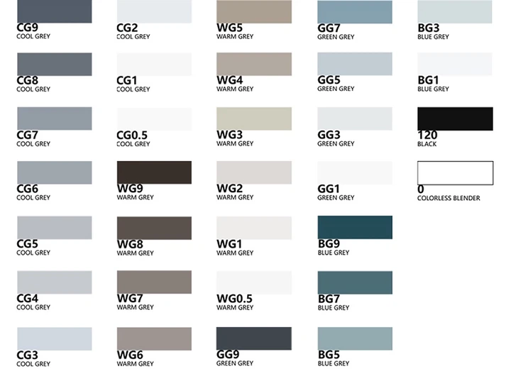 Markery alkoholowe Arrtx Oros ASM-03GY 32 kolory odcienie szarości (LC302543) - obraz 3