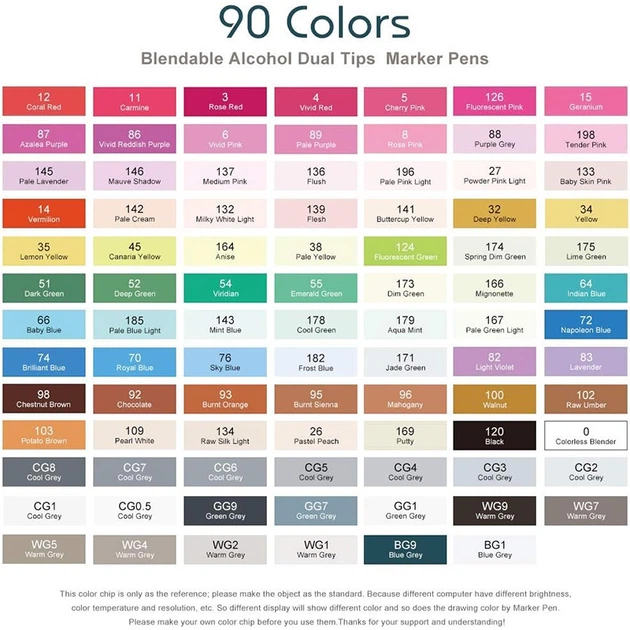 Markery alkoholowe Arrtx Oros 90 kolorów (LC303441) - obraz 7