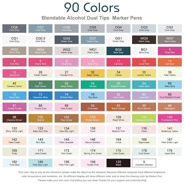 Markery alkoholowe Arrtx Alp ASM-0290B 90 kolorów (LC302475) - obraz 12