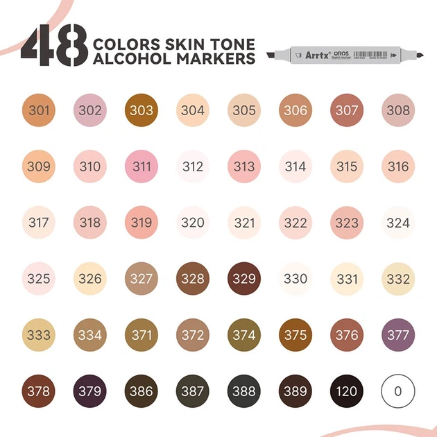 Markery alkoholowe Arrtx Oros odcienie skóry 48 kolorów (LC303809) - obraz 4