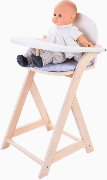 Стілець для годування ляльок Engelhart дерев'яний сіро-білий 1750222 (8716096018752) - зображення 2
