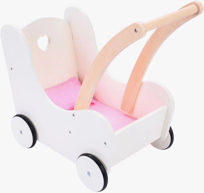 Візок для ляльок Engelhart дерев'яний Рожево-білий 1750221 (8716096018745) - зображення 2
