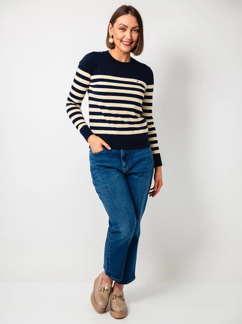 Sweter damski Tommy Hilfiger WW0WW44984-0FA XS Granatowy/Beżowy (8720638711247) - obraz 3