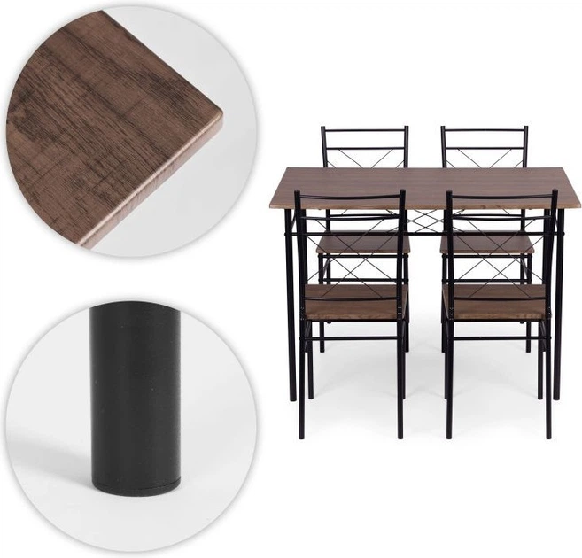 Zestaw mebli ModernHome by Multistore stół do jadalni 110 x 70 cm, 4 krzesła (VERONA-WD) - obraz 5