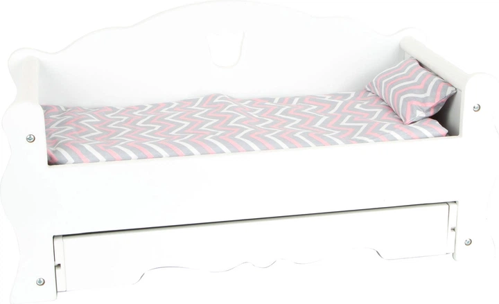 Łóżko dla lalek Small Foot drewniane z szufladą i pościelą 5410407 (4020972120243) - obraz 2