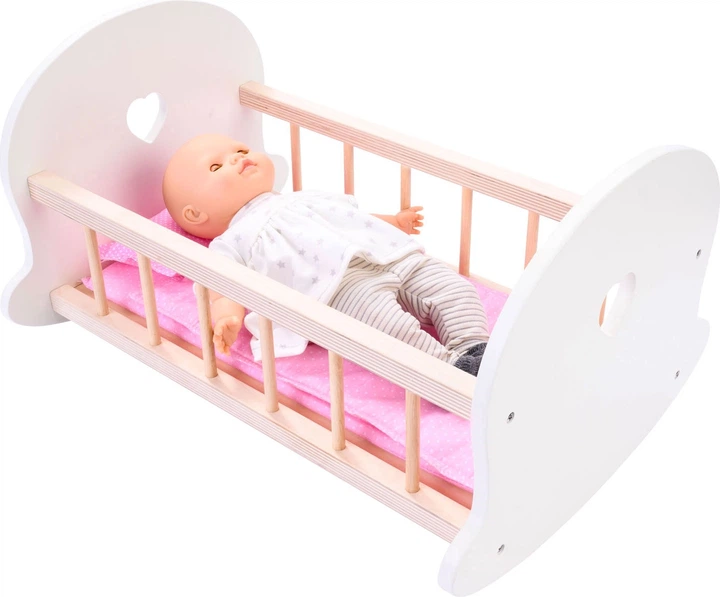 Ліжко для ляльок Engelhart дерев'яне Рожево-біле 1750225 (8716096018721) - зображення 3
