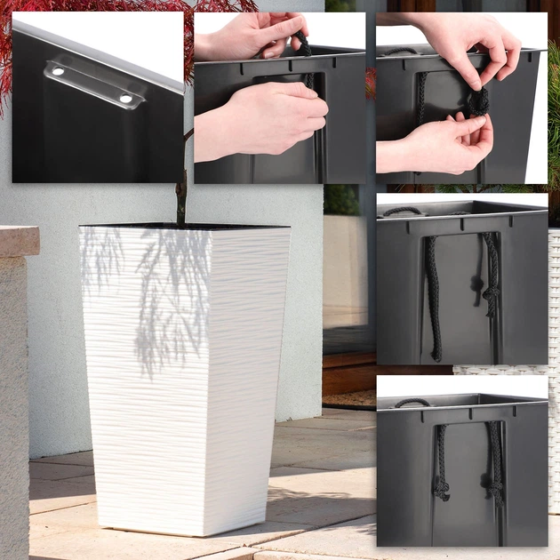 Donice na kwiaty z wkładem Kadax Tuluza K8071 30 cm + 35 cm + 40 cm Białe - obraz 7