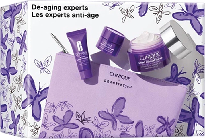 Набір для догляду за обличчям Clinique Smart Clinical Repair Крем для обличчя 50 мл + Сироватка для обличчя 10 мл + Крем для шкіри навколо очей 5 мл + Косметичка (192333236741) - зображення 3