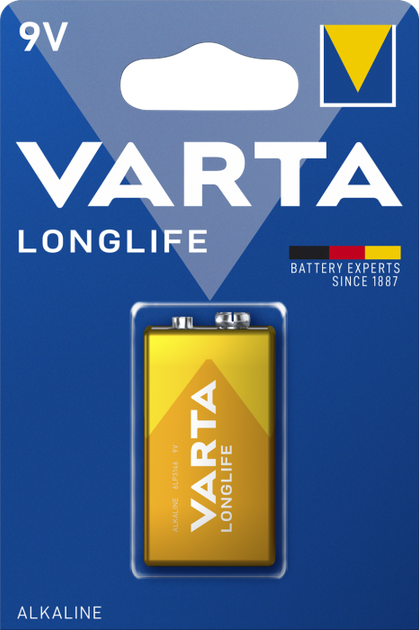 Батарейка VARTA Longlife 6LR61 крона Alkaline 9v - Фото 1 Батарейка VARTA Longlife 6LR61 крона Alkaline 9v - зображення 1