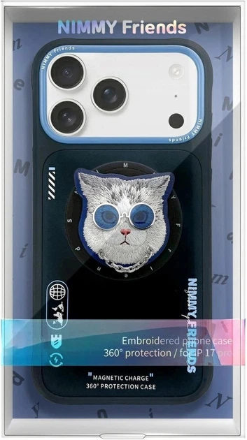 Панель Nimmy Glasses Cool Cat MagSafe для Apple iPhone 17 Pro Max Black-Blue (6971080314346) - зображення 2