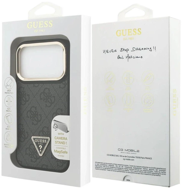 Etui Guess 4G PU Triangle Logo & Stand Camera Magsafe do Apple iPhone 17 Pro Black (3666339534417) - obraz 8