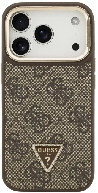 Etui Guess 4G PU Triangle Logo & Stand Camera Magsafe do Apple iPhone 17 Pro Max Brown (3666339534455) - obraz 3