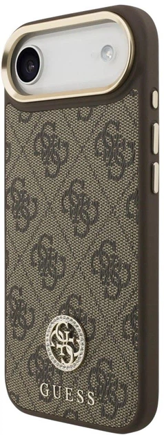 Панель Guess 4G Strass Logo & Big Strap Metal Buttons MagSafe для Apple iPhone Air Brown (3666339550967) - зображення 2
