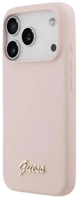 Чохол Guess Silicone Script Metal Logo MagSafe для Apple iPhone 17 Pro Pink (3666339553081) - зображення 2