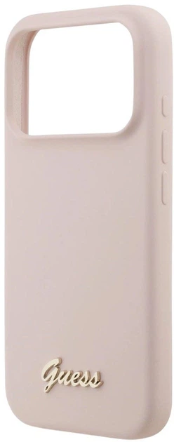 Чохол Guess Silicone Script Metal Logo MagSafe для Apple iPhone 17 Pro Pink (3666339553081) - зображення 5