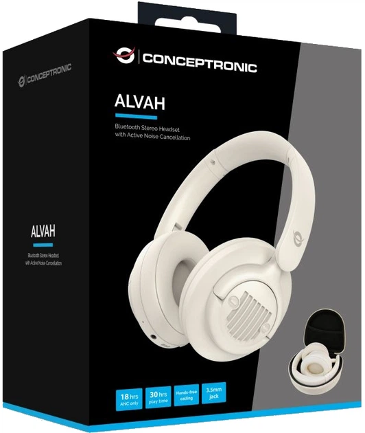 Навушники Conceptronic Bluetooth Stereo Headset Wireless Cream + Чохол (ALVAH02C) - зображення 3