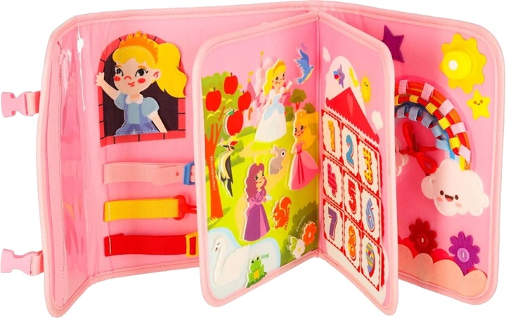 Сенсорна маніпуляційна дошка KIK Montessori валіза-рюкзак Рожева (5903039765375) - зображення 2