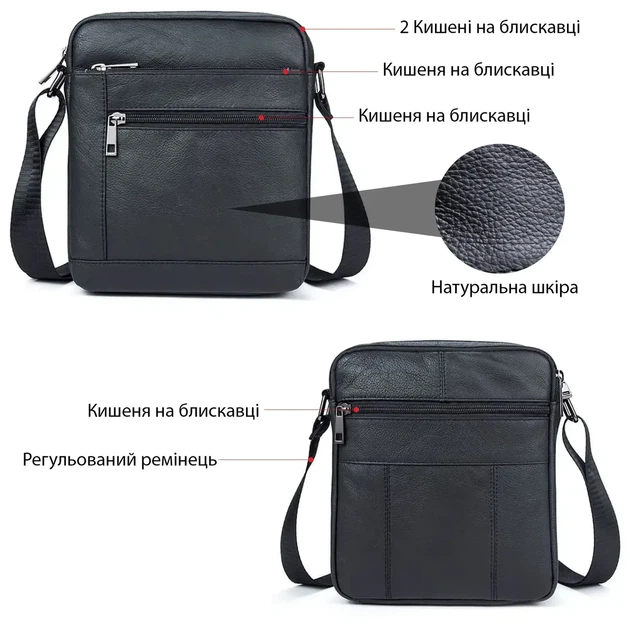 Сумка мужская флотар Vintage 14720 Черная - изображение 3
