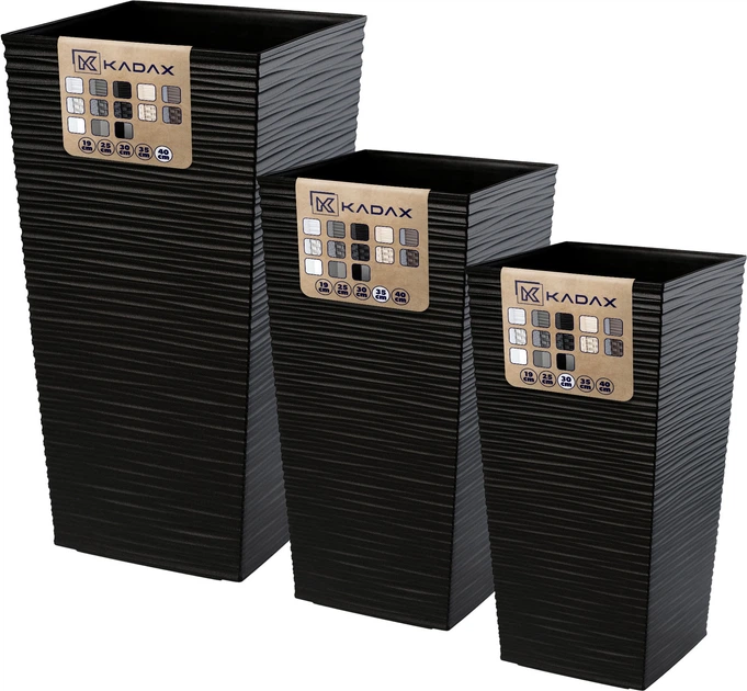 Donice na kwiaty z wkładem Kadax Tuluza K8072 30 cm + 35 cm + 40 cm Czarne - obraz 3