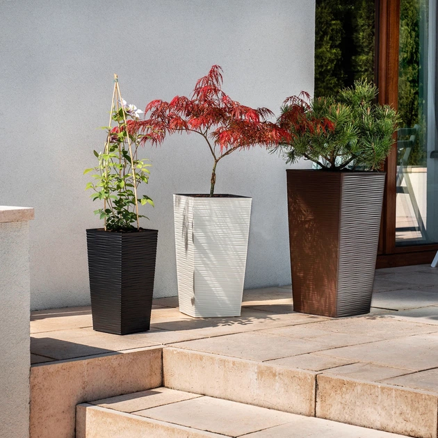 Donice na kwiaty z wkładem Kadax Tuluza K8072 30 cm + 35 cm + 40 cm Czarne - obraz 4