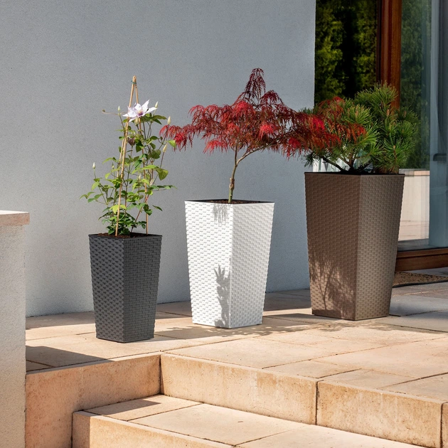 Donice na kwiaty z wkładem Kadax Pesaro K8068 30 cm + 35 cm + 40 cm Grafit - obraz 8