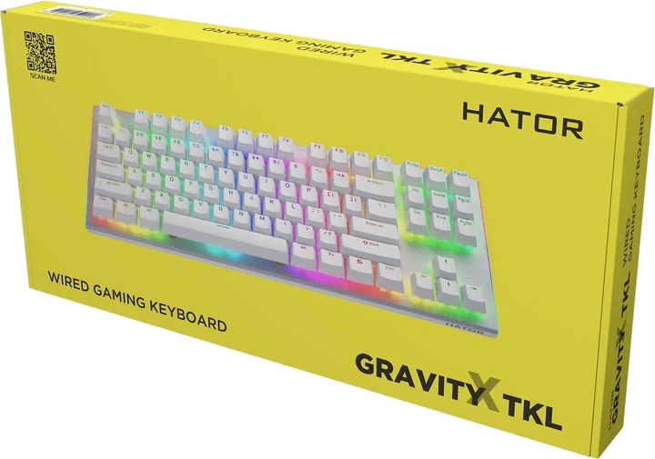 Klawiatura bezprzewodowa Hator Rockfall 3 Mecha TKL Orange Wireless/Bluetooth/USB US layout White (8721249230042) - obraz 6