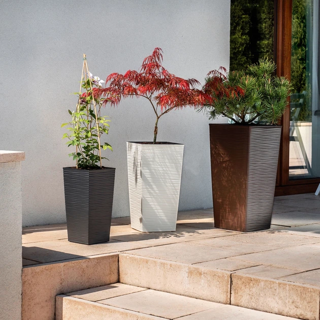 Donice na kwiaty z wkładem Kadax Tuluza K8073 30 cm + 35 cm + 40 cm Grafit - obraz 4