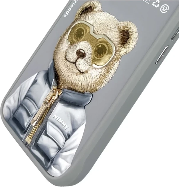 Etui plecki Nimmy Cool&Cute 2.0 Bear do Apple iPhone 16 Grey (6971080319488) - obraz 8