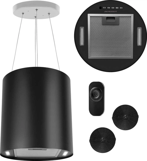 Okap kuchenny wiszący Berdsen BT-227 Czarny (3227) - obraz 2