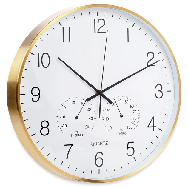 Настінний годинник Vilde 568133 з термометром гігрометром Білий Золотий 38 см (8720573546799) - зображення 2