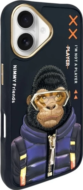 Etui plecki Nimmy Cool&Cute 2.0 Monkey do Apple iPhone 16 Black (6971080319518) - obraz 2