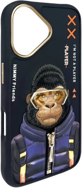 Etui plecki Nimmy Cool&Cute 2.0 Monkey do Apple iPhone 16 Black (6971080319518) - obraz 3