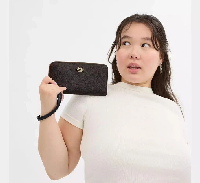 Кошелек Coach Long Zip Around Wallet In Signature Canvas.(арт.2129) - Фото 4 Кошелек Coach Long Zip Around Wallet In Signature Canvas.(арт.2129) - изображение 4