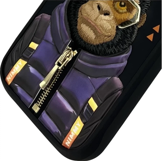 Etui plecki Nimmy Cool&Cute 2.0 Monkey do Apple iPhone 16 Pro Black (6971080319525) - obraz 5