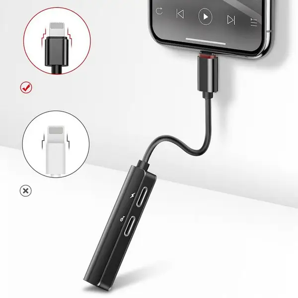 Кабель-переходник Baseus 3-in-1 iP$ 3.5mm Female adapter L52 Black (CALL52-01) - Фото 4 Кабель-переходник Baseus 3-in-1 iP$ 3.5mm Female adapter L52 Black (CALL52-01) - изображение 4