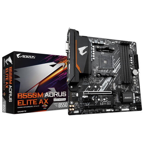 Материнська плата Gigabyte B550M Aorus Elite AX Socket AM4 (B550M AORUS ELITE AX) - Фото 1 Материнська плата Gigabyte B550M Aorus Elite AX Socket AM4 (B550M AORUS ELITE AX) - зображення 1