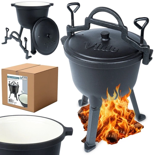 Kociołek żeliwny Vilde 199048 emaliowany na nóżkach z pokrywką 4 L (5904316471866) - obraz 8