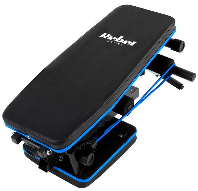 Тренувальна лавка Rebel Active похила з фіксаторами для ніг і гумовими стрічками (5901890101295) - зображення 7