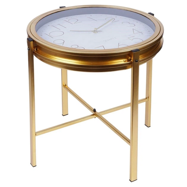 Столик кавовий Home Styling Collection 569726 Золотий з годинником 42 x 40 см (8720573181808) - зображення 2